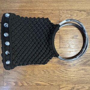 Hand Crafted Black Tote with Silver Ring Handles